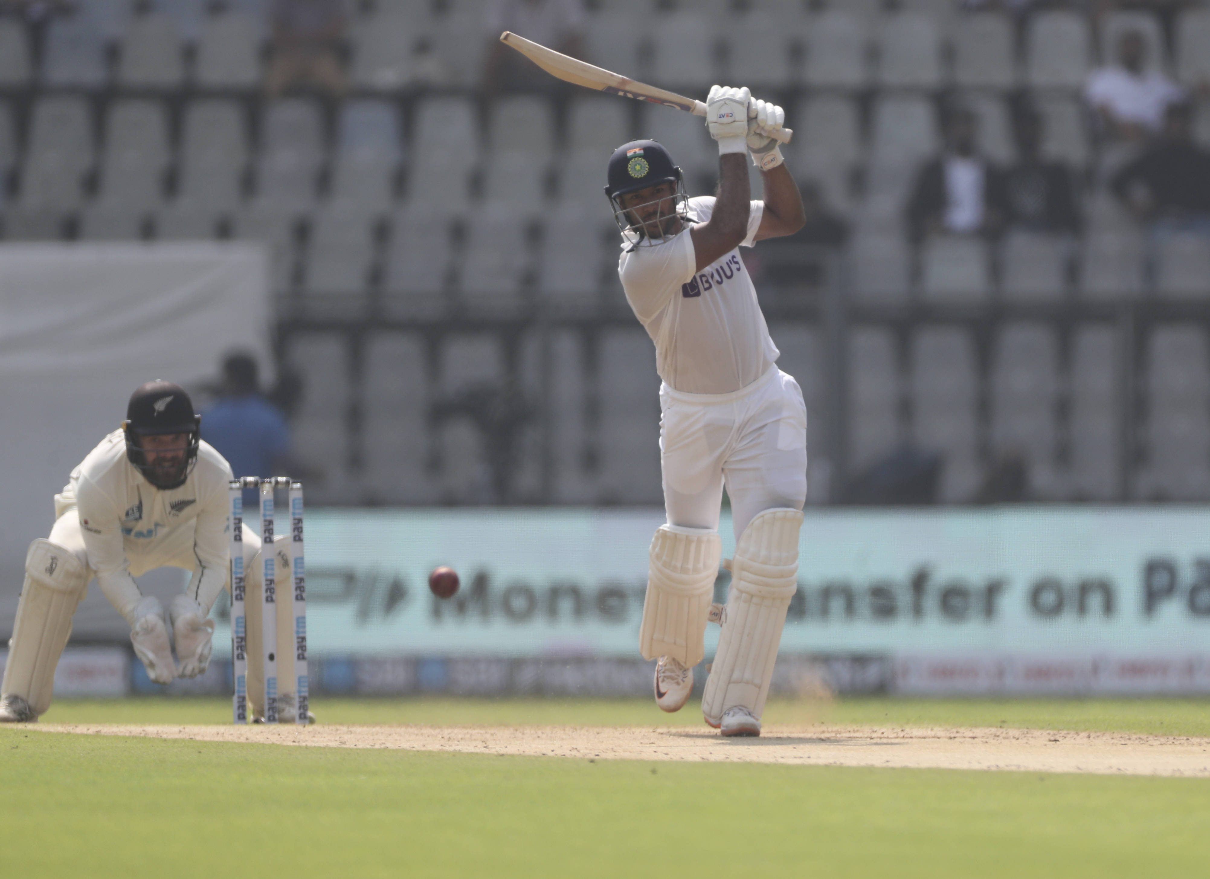 Agarwal takes India to 111-3 at tea on Day 1 vs. New Zealand