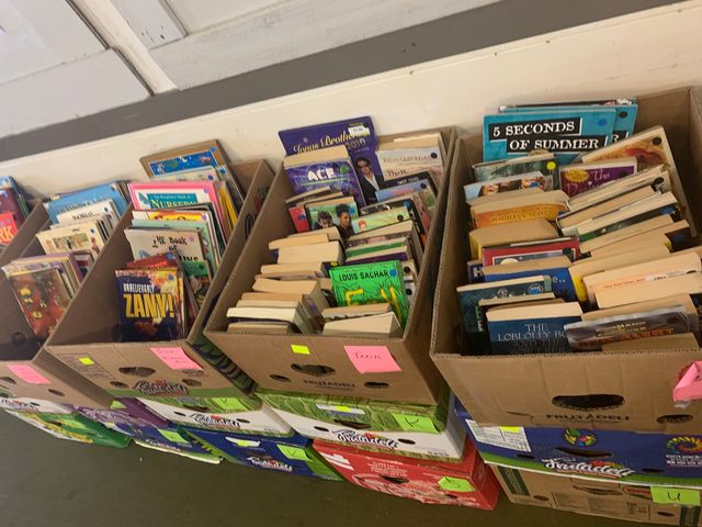 Samoan woman collecting books for home