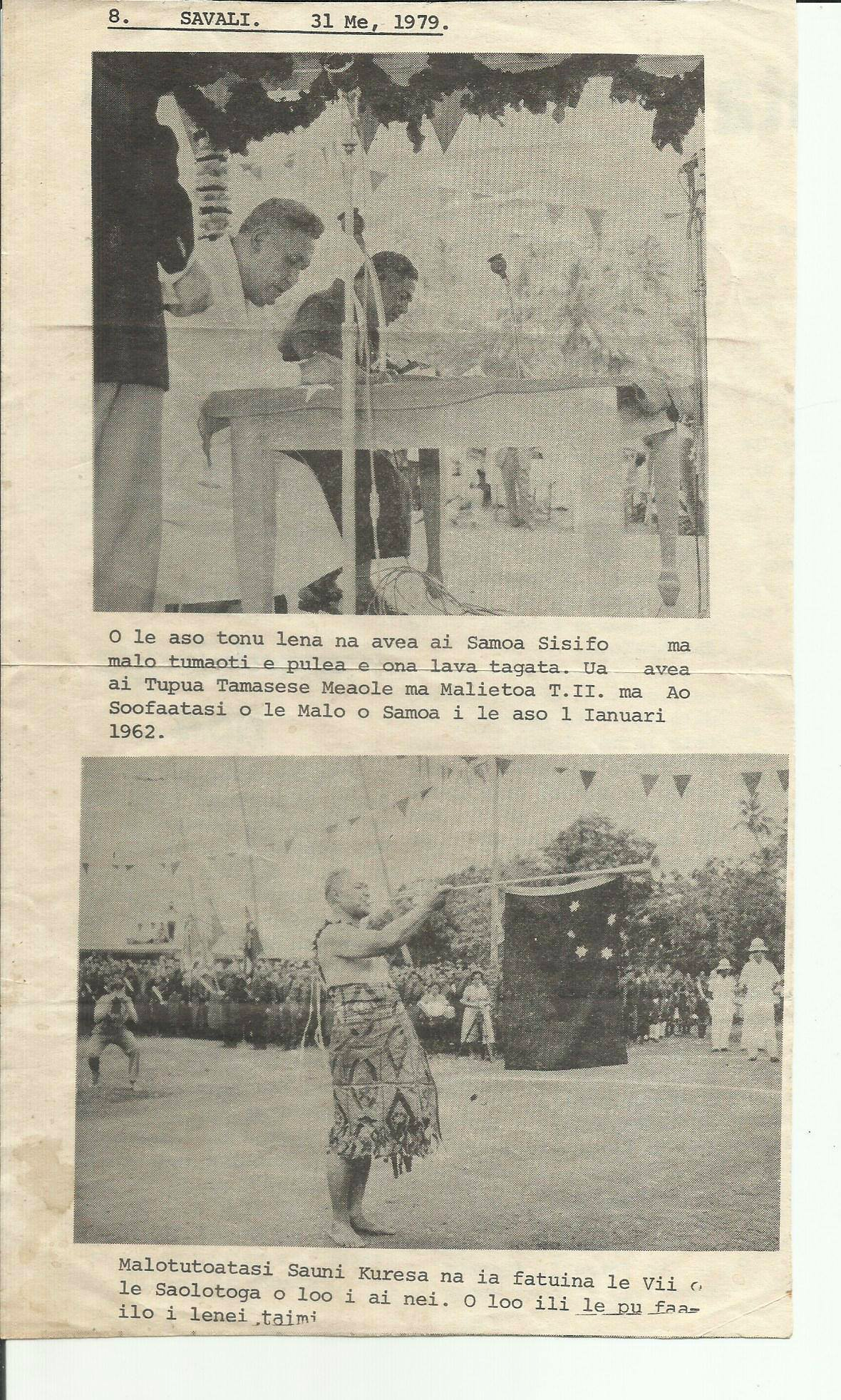 Origins of Samoa's first flag and national anthem