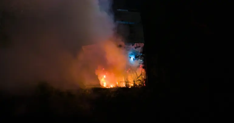 Moatoga warehouse on fire