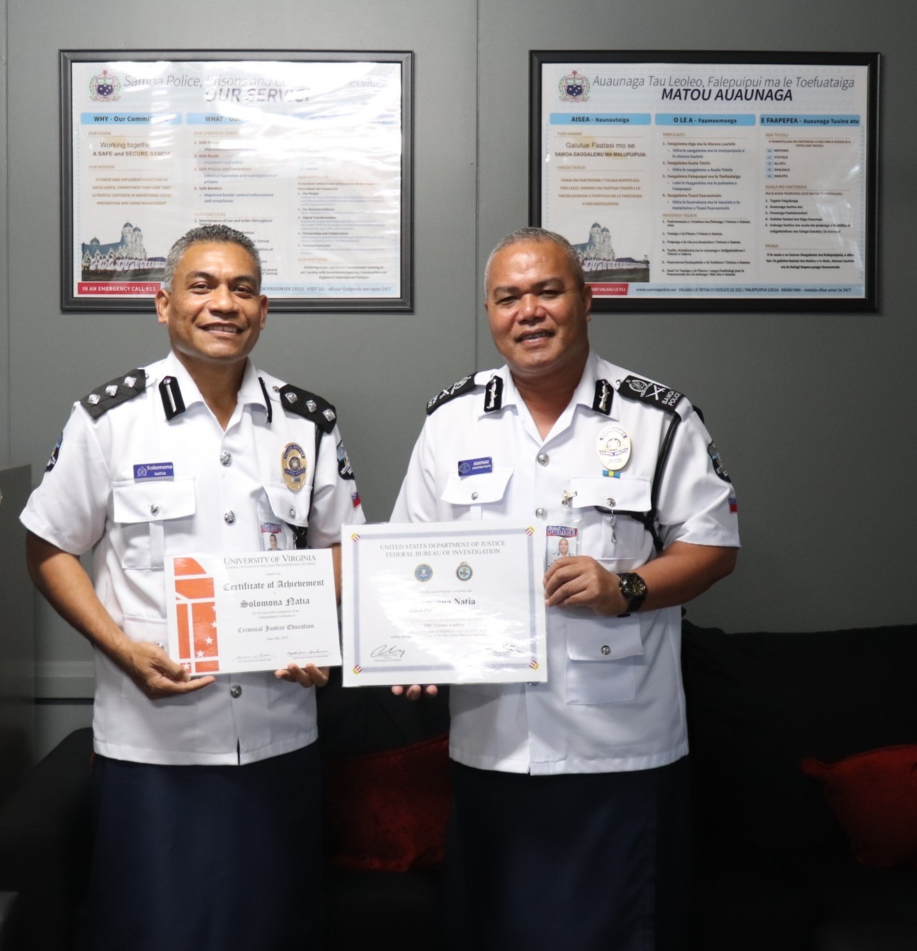 Samoa police officer returns from FBI training