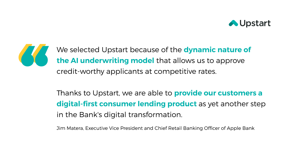 Apple Bank Launches Personal Loans Powered By Upstart