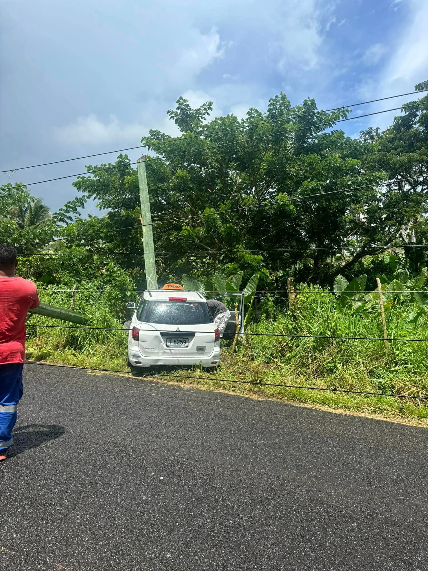 Car crash damages power pole in Fasito’o Uta