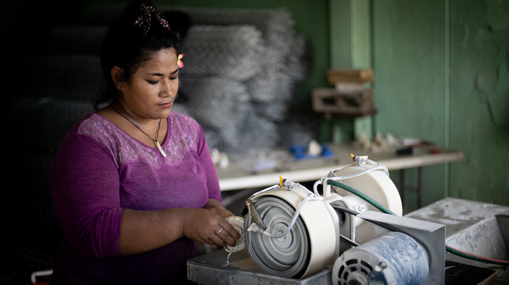 Villagers learn the art of shell crafting