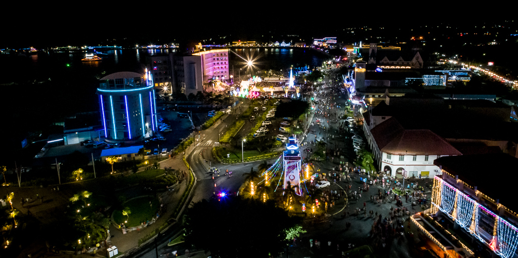 Town centre bathed in light, festive cheer