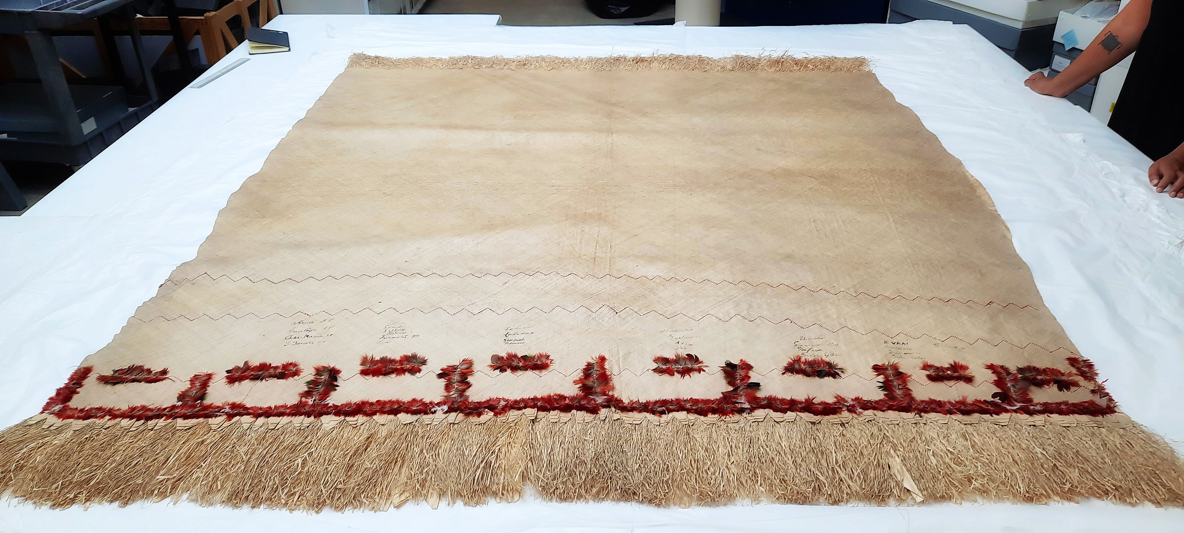 Historical Samoan fine mat in Auckland Museum