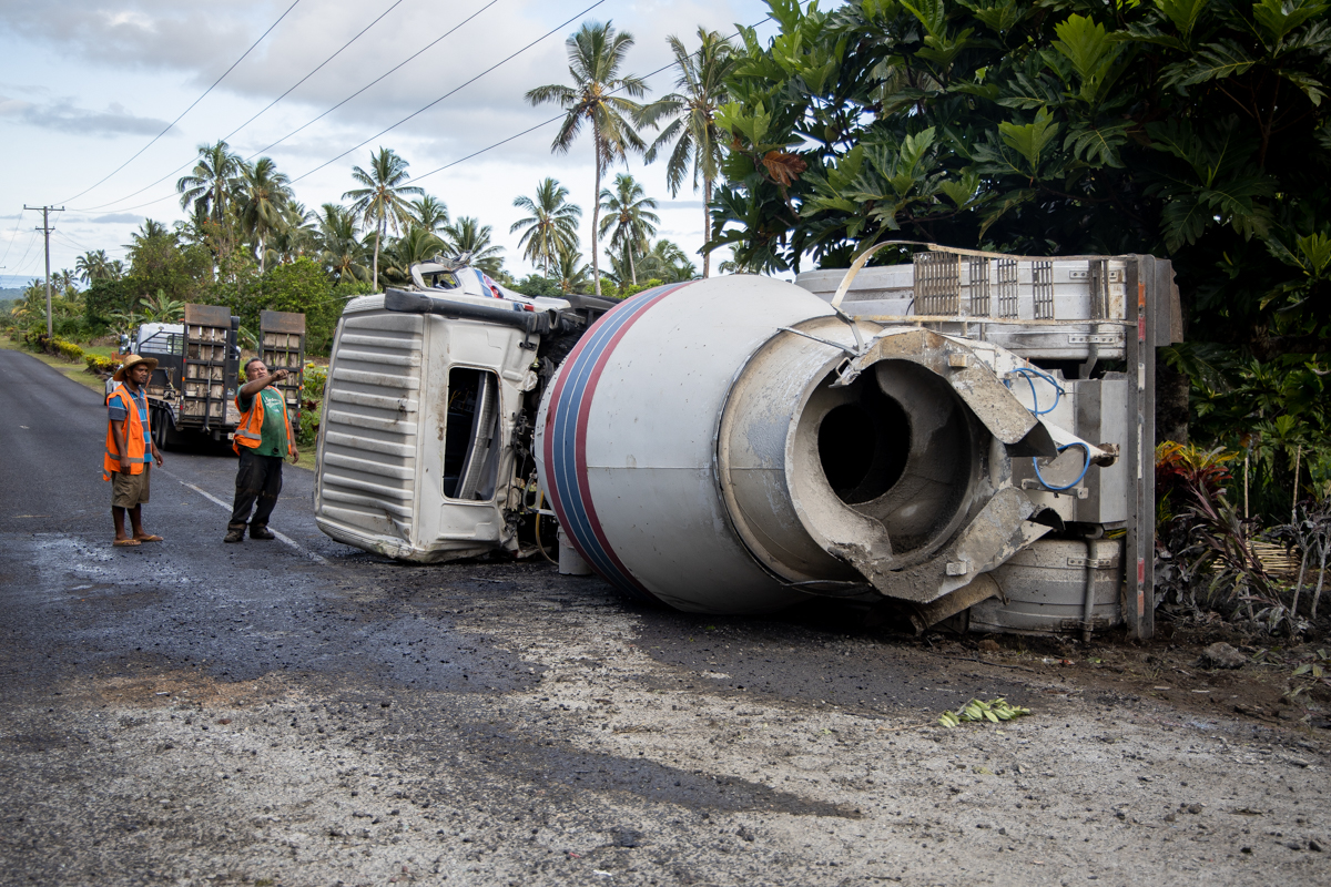 Concrete truck crashes after driver allegedly falls asleep