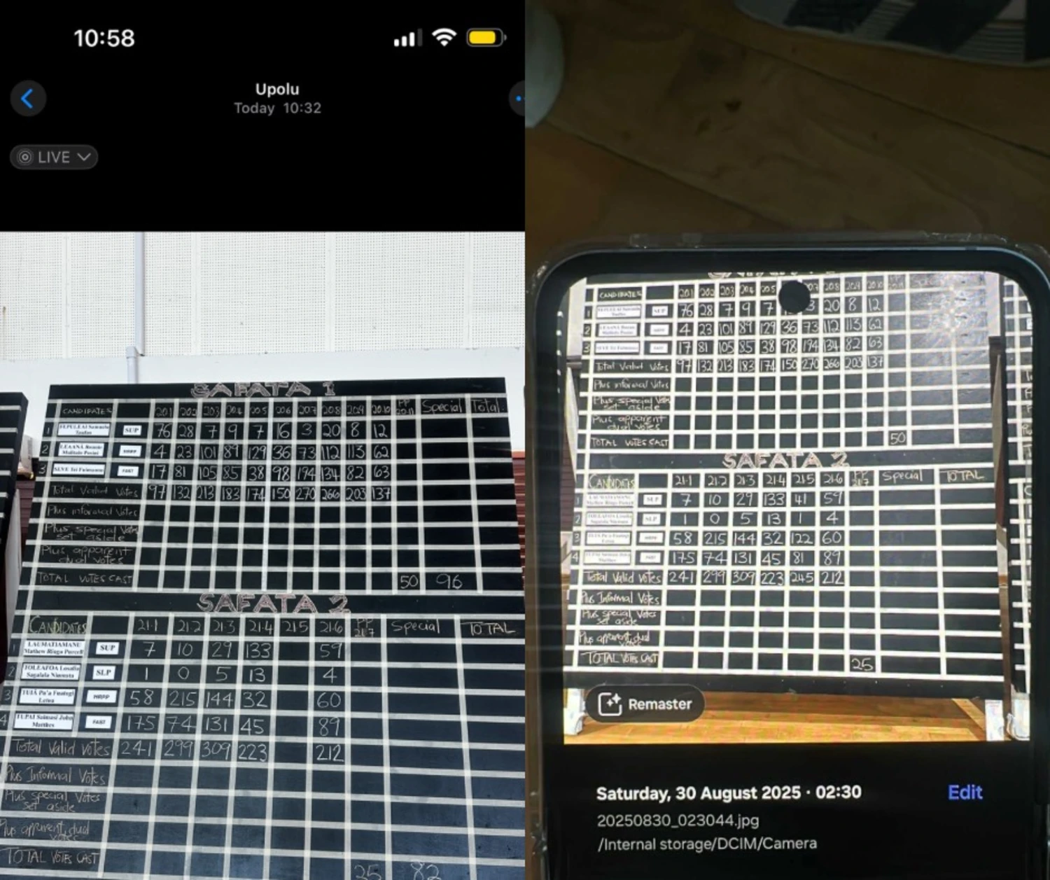 Safata 2 polling booth results erased