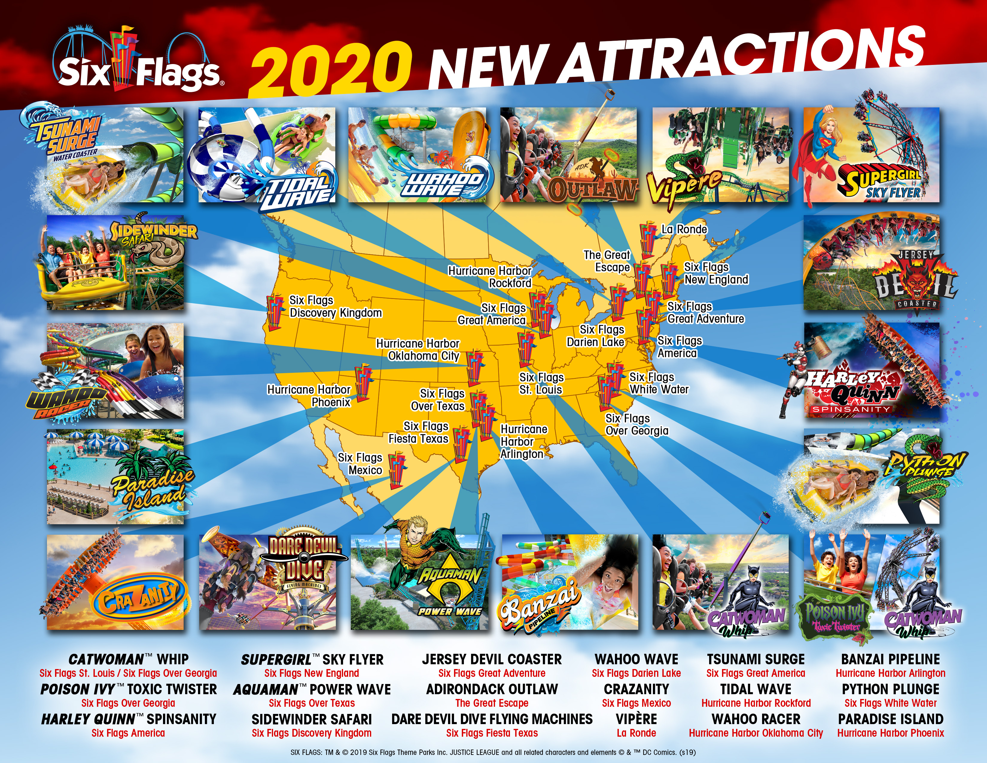 Record-Breaking Coasters, State-of-the-Art Waterslides and Immersive Family Thrills Headed to Six Flags Parks in 2020