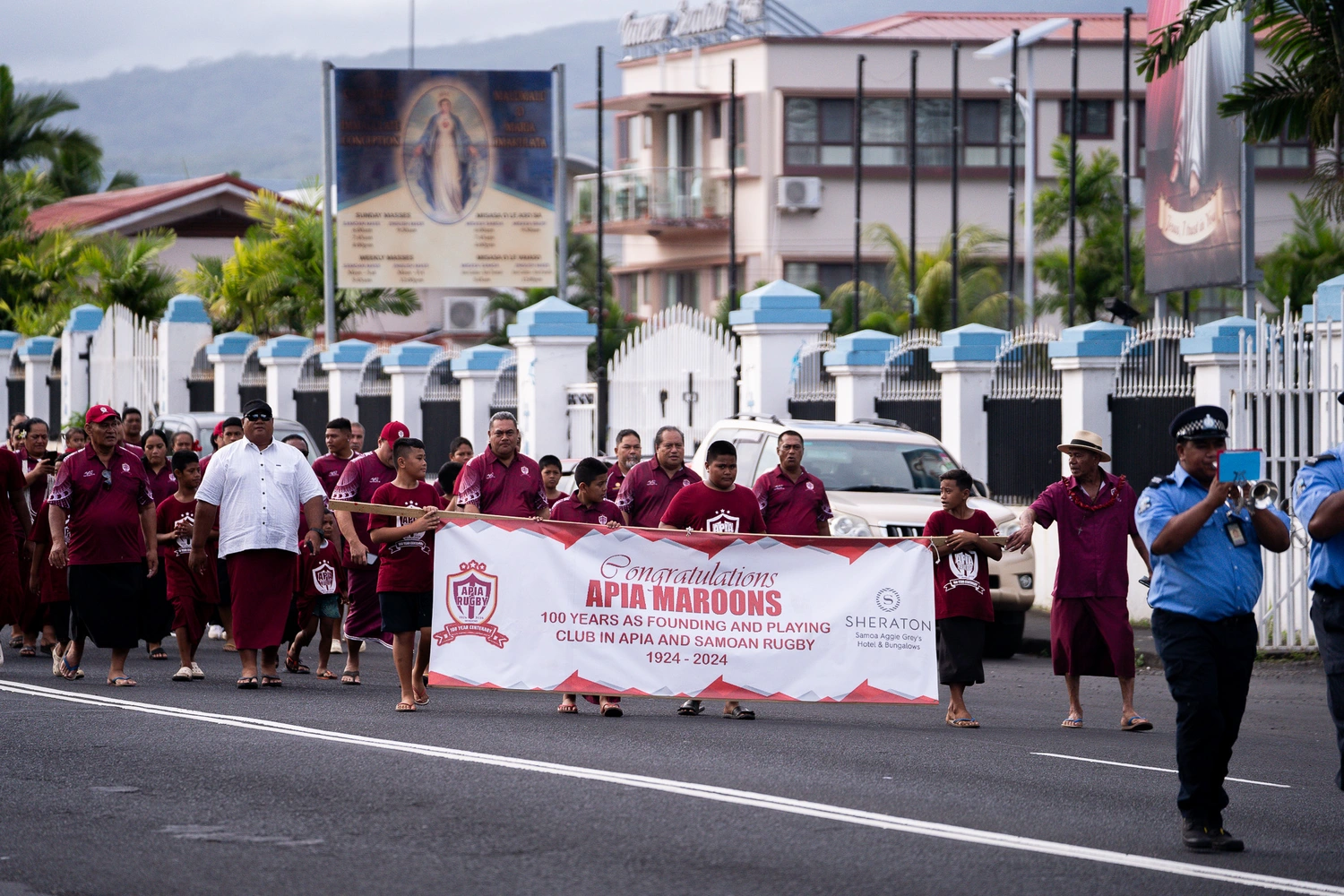 A sea of maroon in Apia