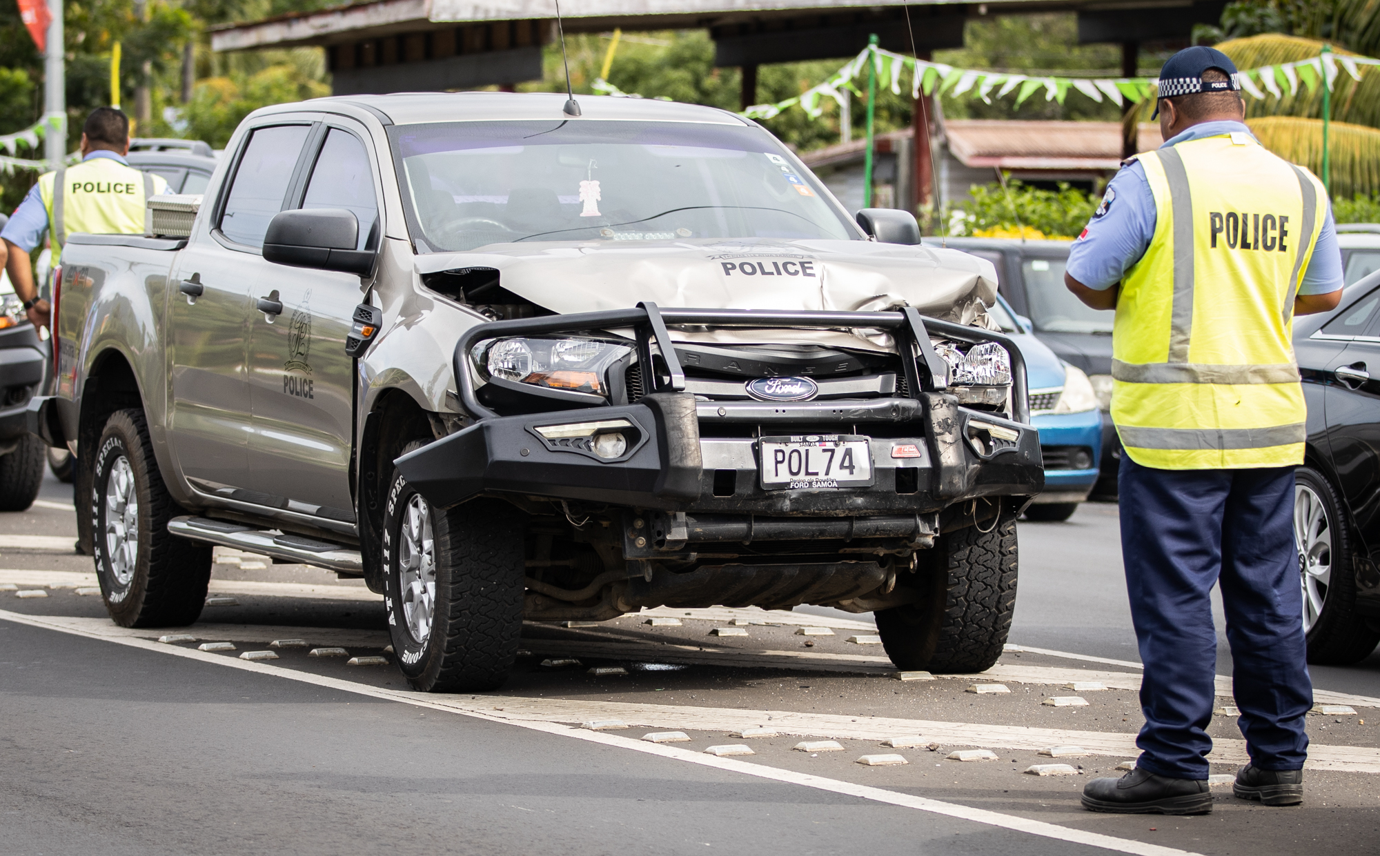 Police car involved in smash