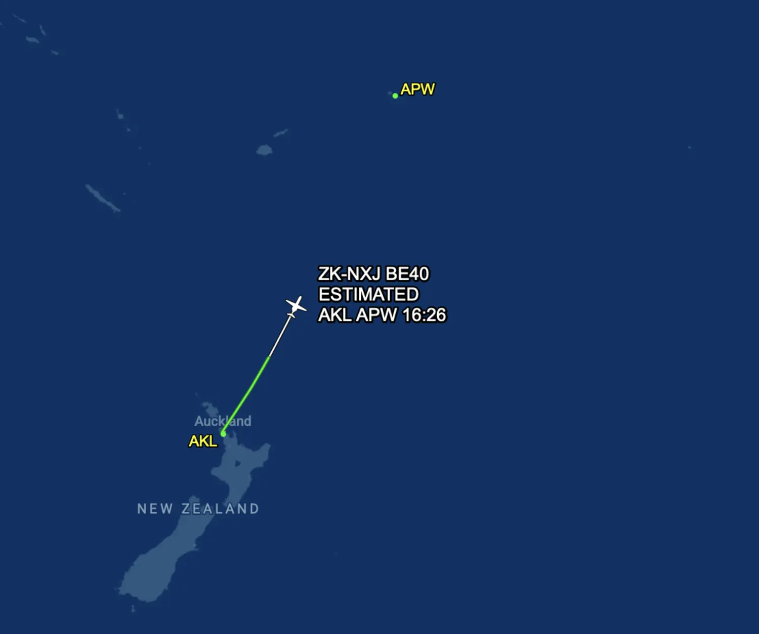 Private medical aircraft inbound to Samoa