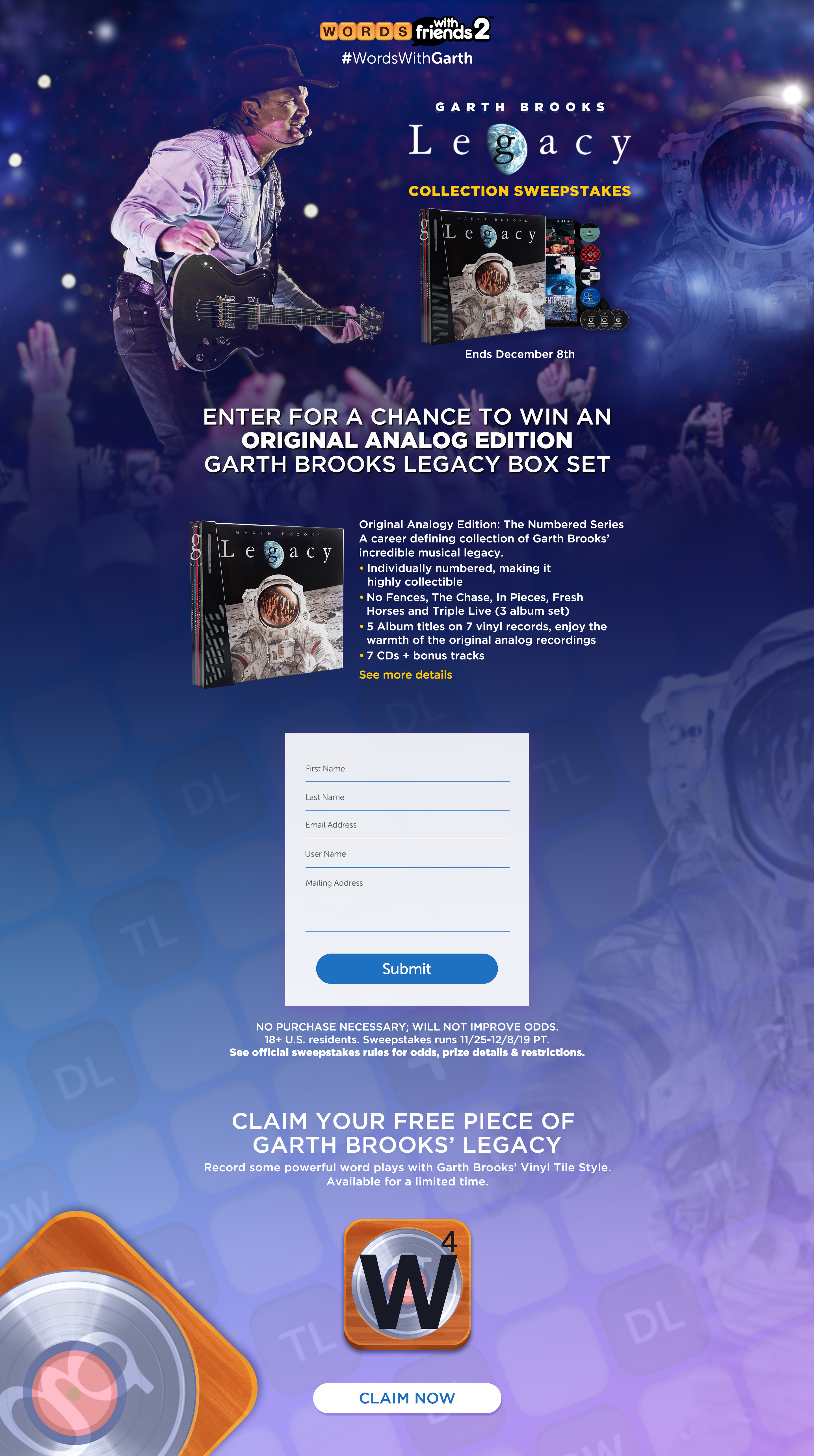 Garth Brooks Returns to Words With Friends With Custom, Vinyl Tile Style for Fans