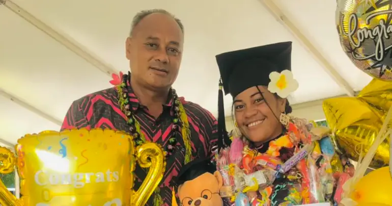 "This for you, dad": Student steers past loss 