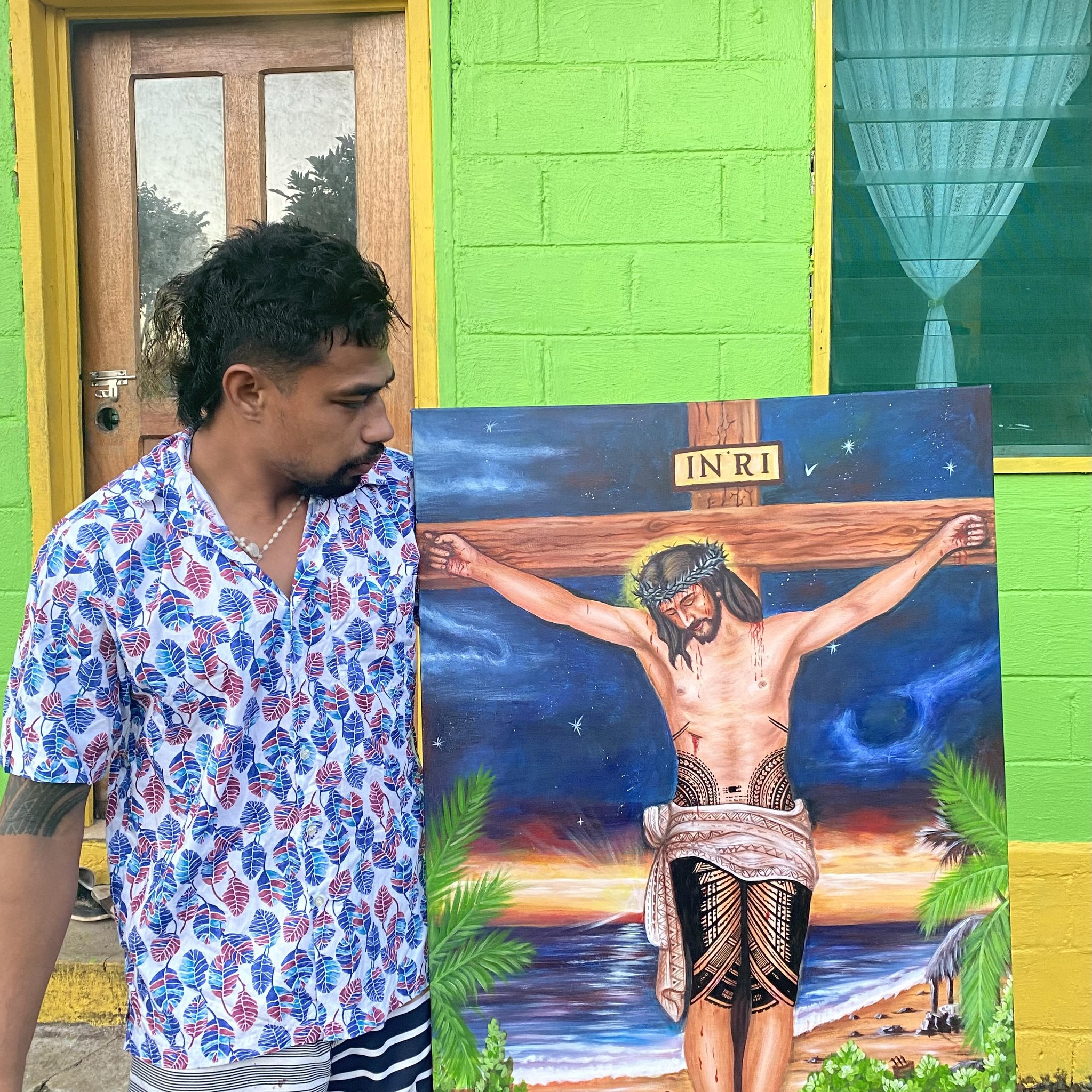 Artist explains Jesus paintings with traditional tattoo