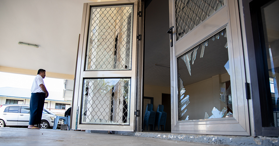 Surging crowd wrecks church hall