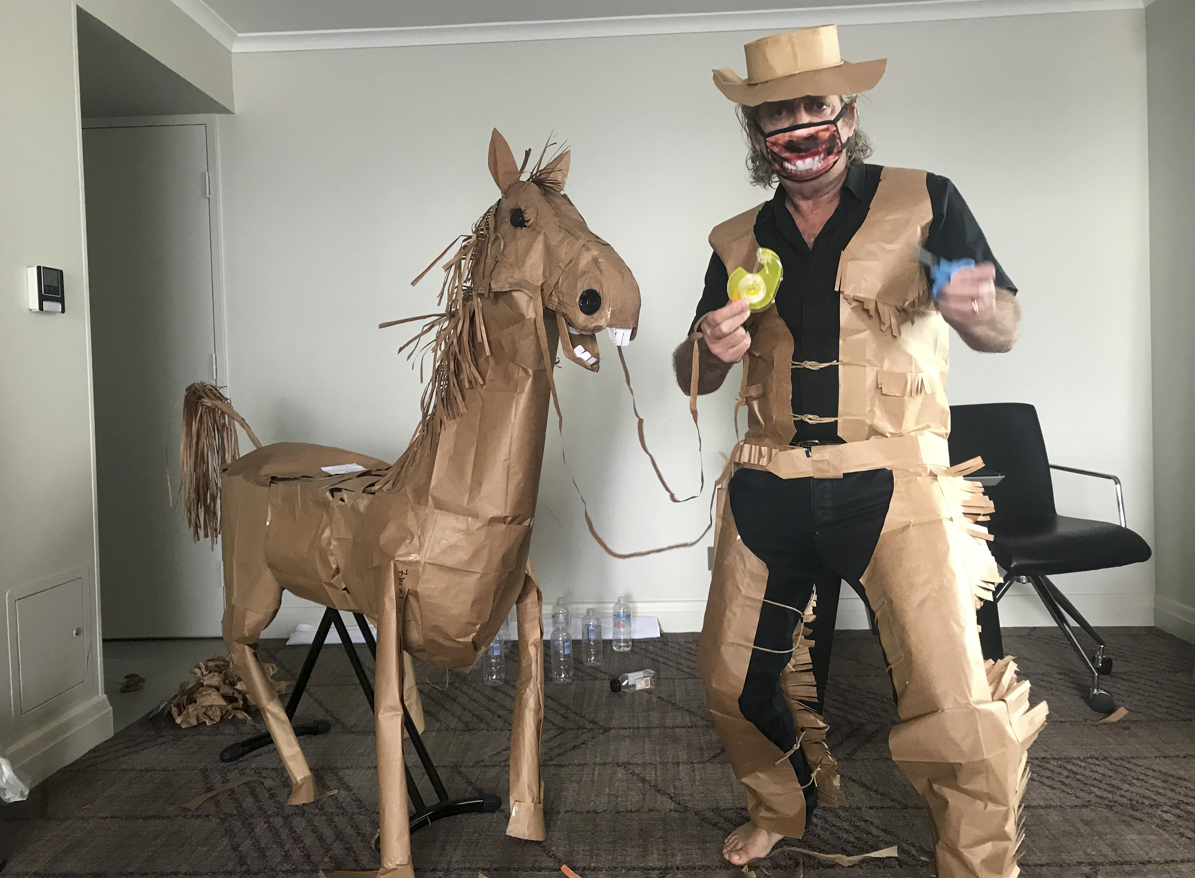 A paper cowboy rides out his quarantine in Australian hotel