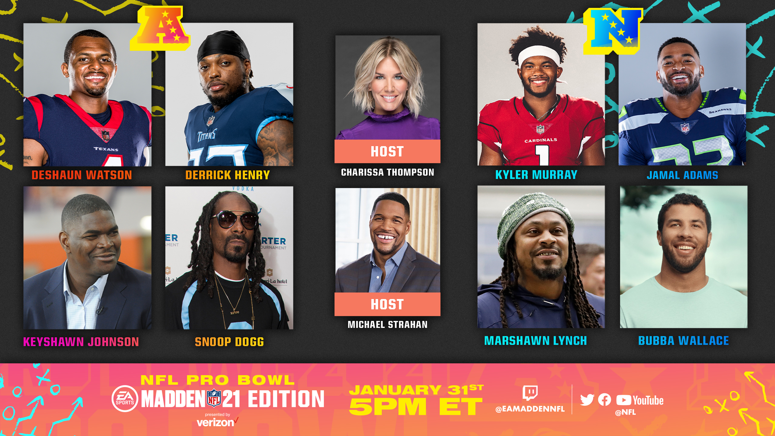 Electronic Arts and the NFL Announce Snoop Dogg, Marshawn Lynch and More to Compete in Pro Bowl: The Madden NFL 21 Edition Presented by Verizon