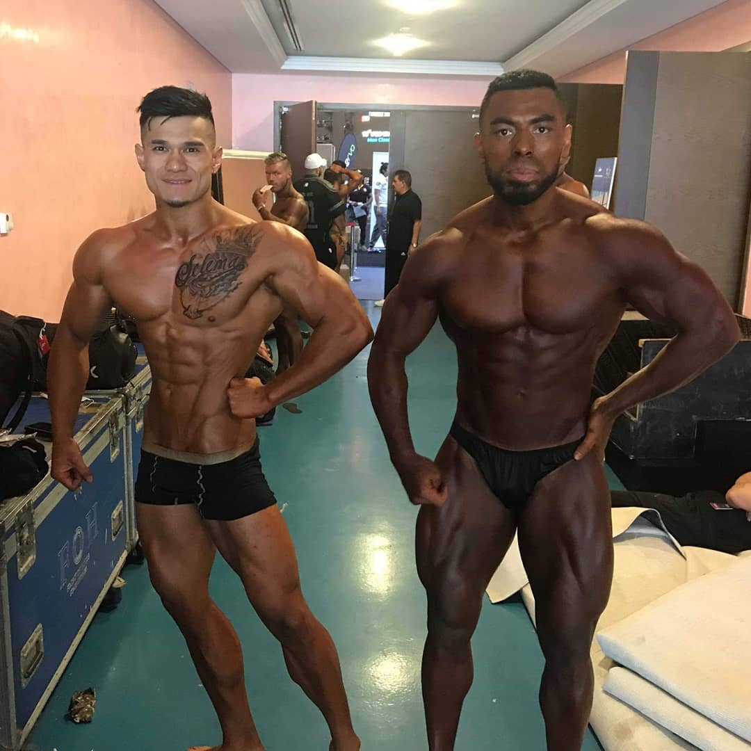 Samoan bodybuilders on stage with world's best