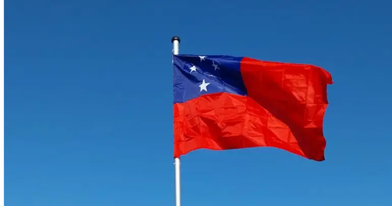 German couple fly Samoan flag at home in Germany