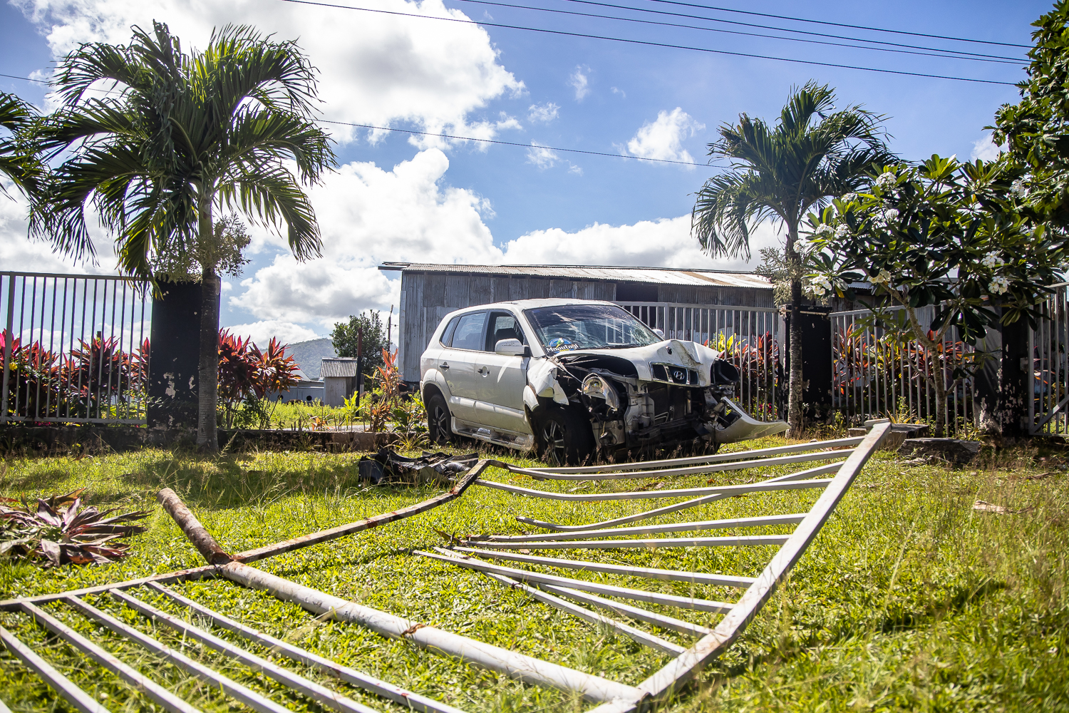 Car crash damages family's fence