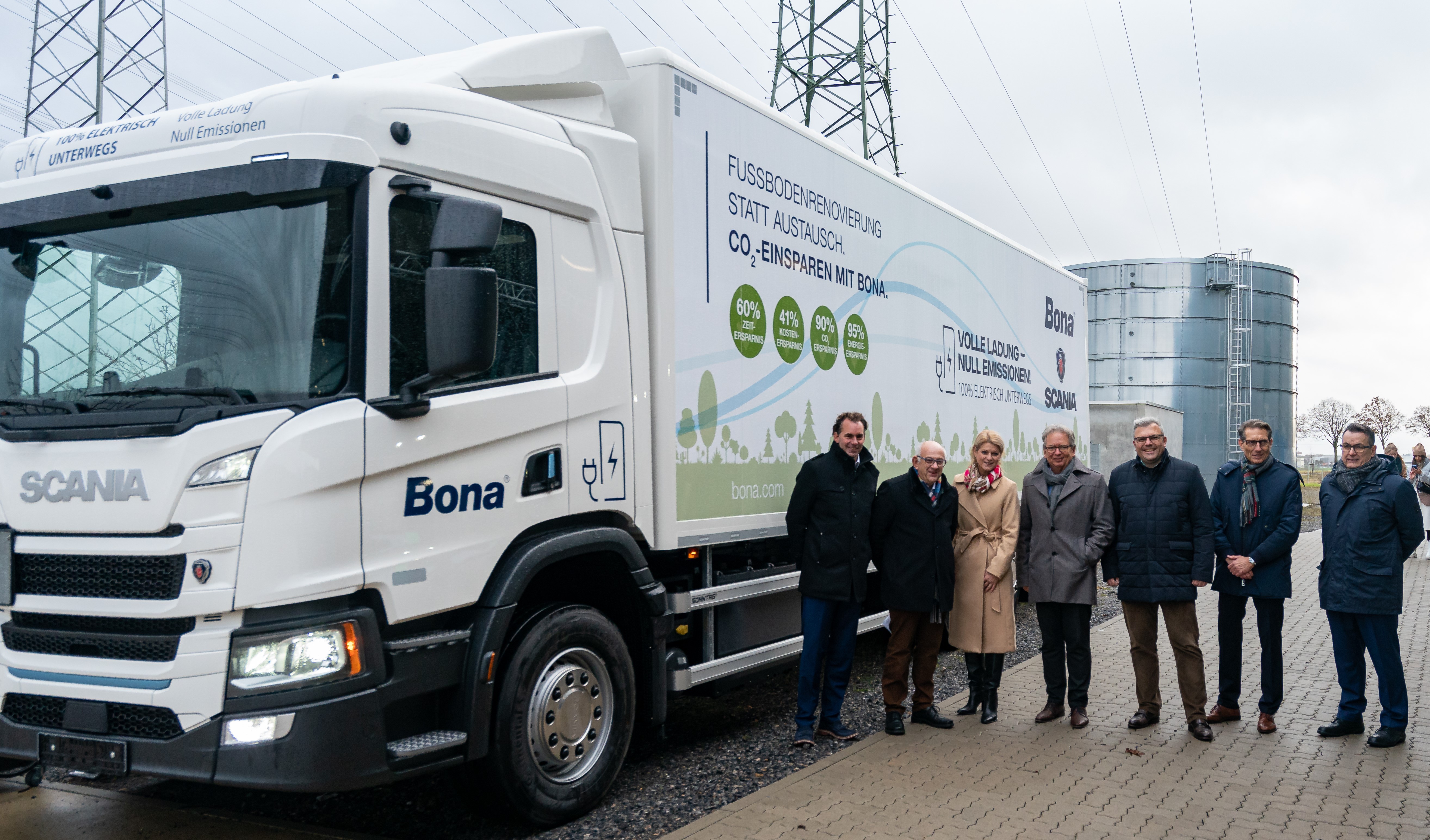 Bona Germany Welcomes Emission-Free, Scania Electric Truck to Facility in Limburg